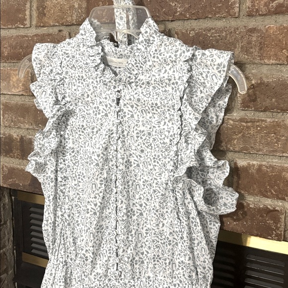 Outerknown Canyon Cotton Floral Maxi Size M Blue White Ditzy Tiered Dress Size M - Picture 4 of 13